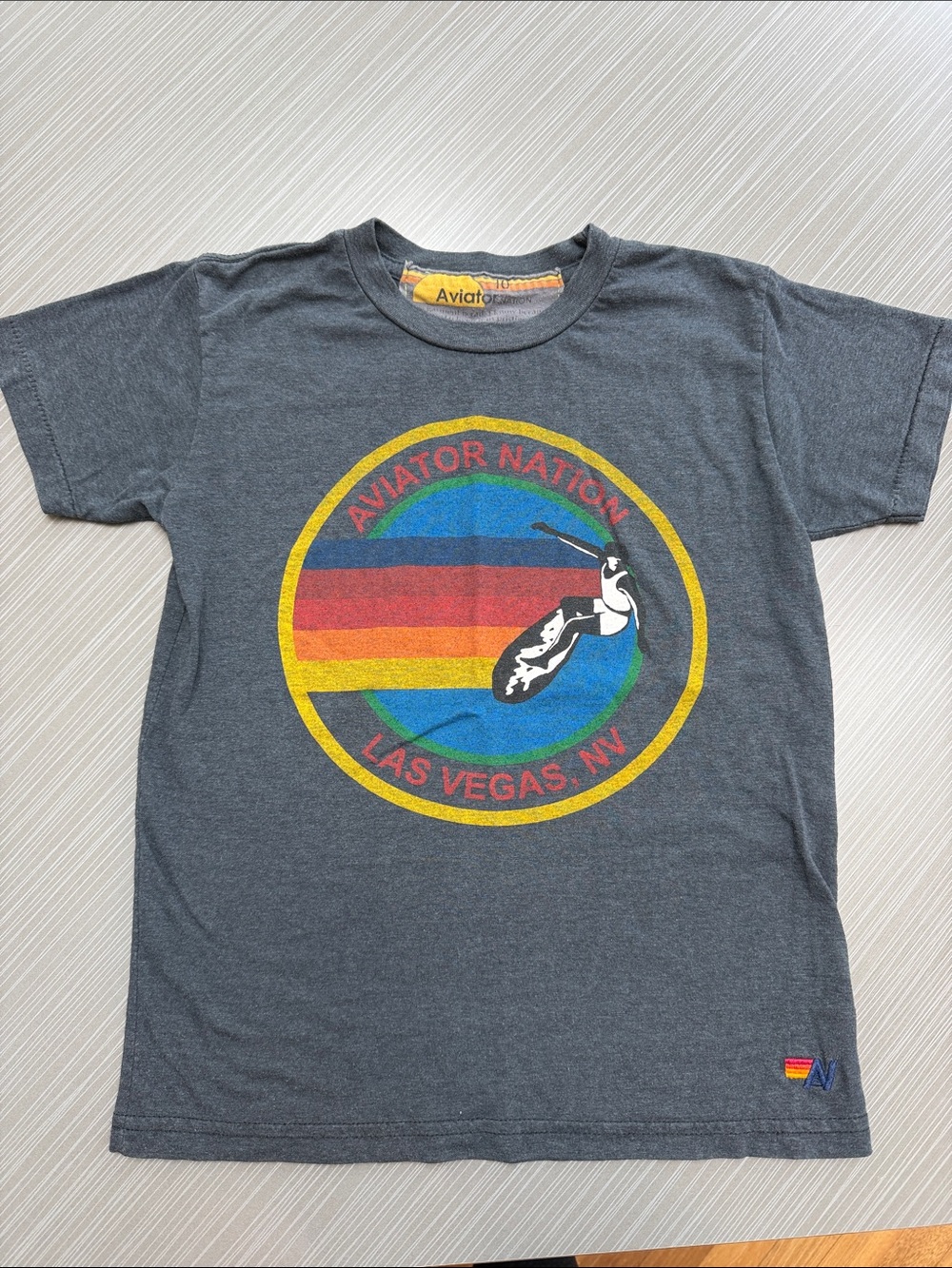 Aviator Nation Kids Charcoal Graphic Tee - Gray size 10